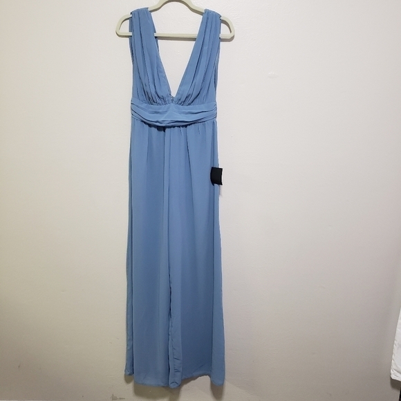 Lulu's Divine Muse Slate Blue Wide-Leg Jumpsuit - Picture 6 of 12
